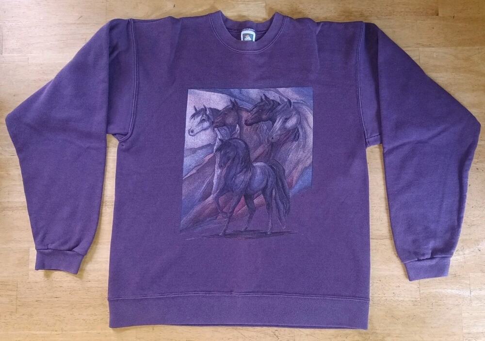 Vintage Wild Horses Inspired by the Wind Mens/Womens/Unisex Sweatshirt M, Med